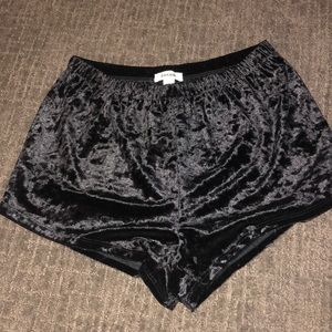 Black velvet shorts